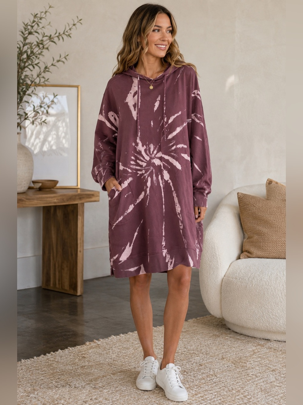 525 America Mauve Hooded Sweatshirt Dress